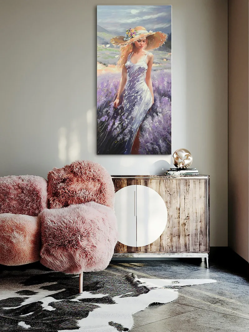 Canvas schilderij - 120x60cm - Vrouw Lavendel - foto 3