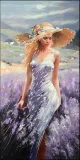 Canvas schilderij - 120x60cm - Vrouw Lavendel - miniatuur 4