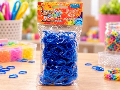 3 zakjes Loombandjes Loom Twister neon blauw 3 x 600 bandjes inclusief haakjes en tools