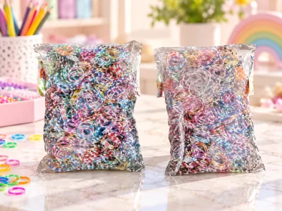 Loombandjes gestreept – Kleurenmix – 1.200 elastiekjes – Met 2 weefhaken & S-clips