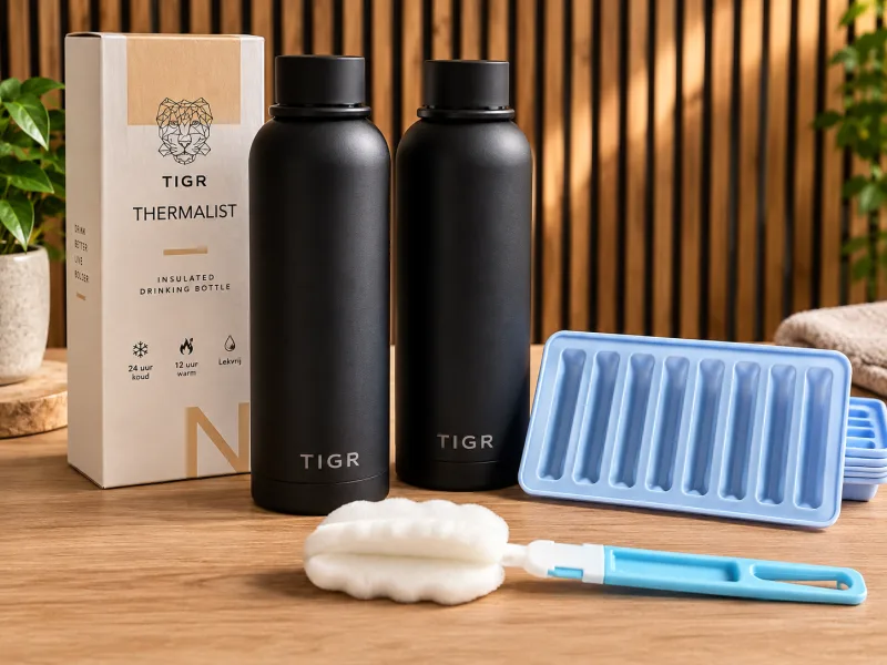 2x RVS thermosflessen Mat Zwart + accessoires - foto 1