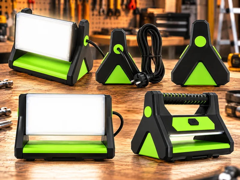 Werklamp LEd – 20W – 1600 Lumen – 5500K – IP44 – 5m Kabel – Zwart/Groen REV Ritter Y Light met gratis klem! - foto 1