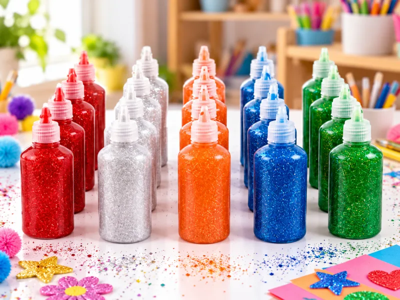 Glitterverf voor Kinderen 20x – 5 Kleuren – 25ml – Knutselverf Hobbyverf - foto 1