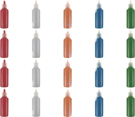 Glitterverf voor Kinderen 20x – 5 Kleuren – 25ml – Knutselverf Hobbyverf - foto 2