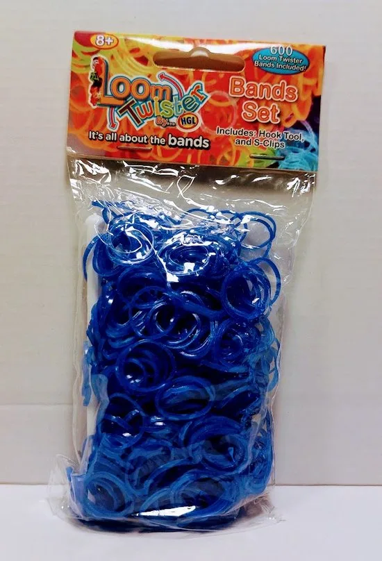 3 zakjes Loombandjes Loom Twister neon blauw 3 x 600 bandjes inclusief haakjes en tools - foto 2