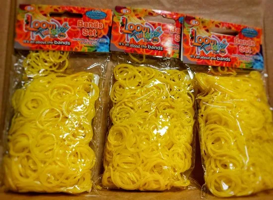 3 setsLoombandjes Loom Twister Neon geel 3 x 600 bandjes inclusief haakjes en tool - foto 3