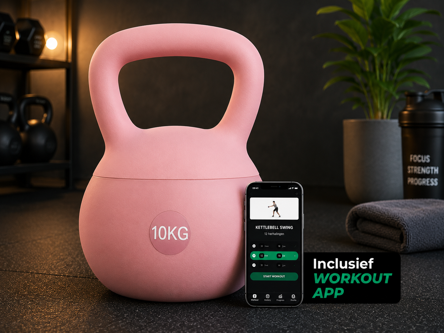 Kettlebel Roze 10 kg
