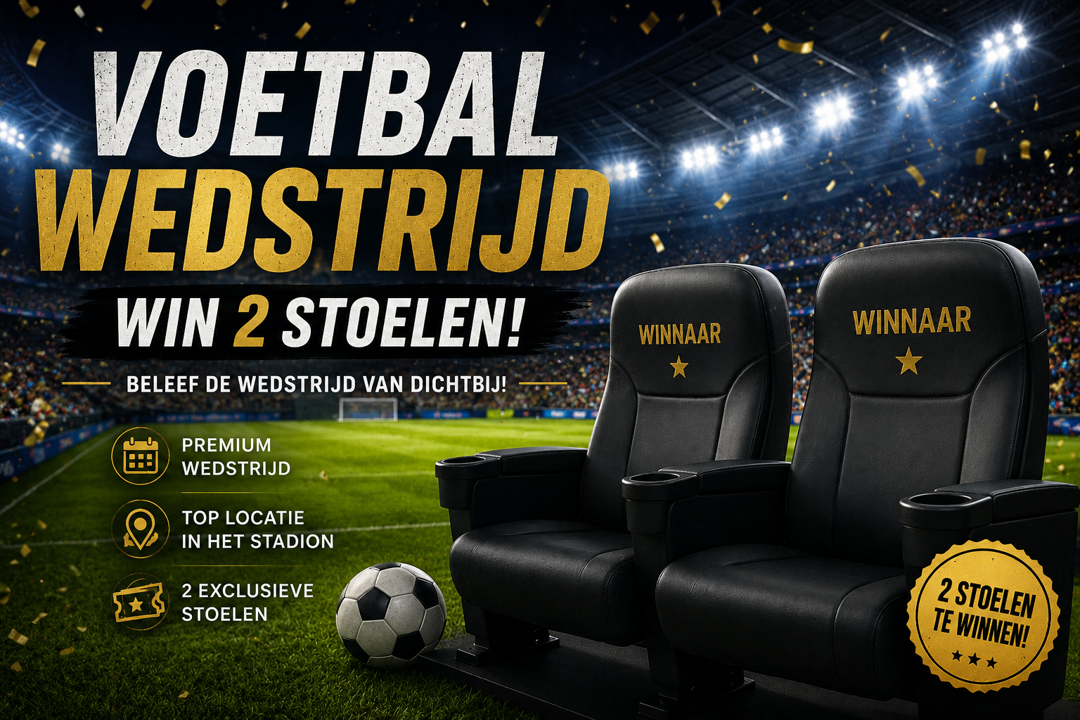 TESTVEILING: 2 stoelen voor een voetbalwedstrijd