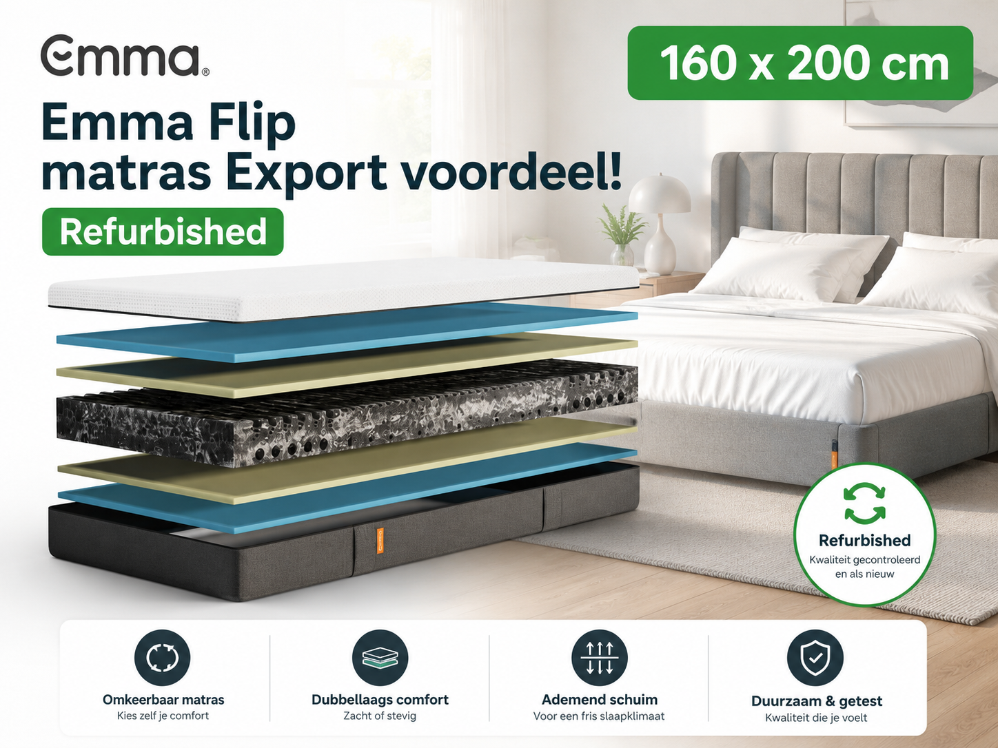 Emma Flip Matras 160x200 cm – Refurbished
